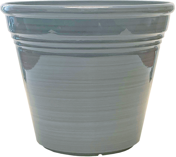 8 Inch Cassie Round Planter Blue/Grey with Lines – 24 per case - Decorative Planters